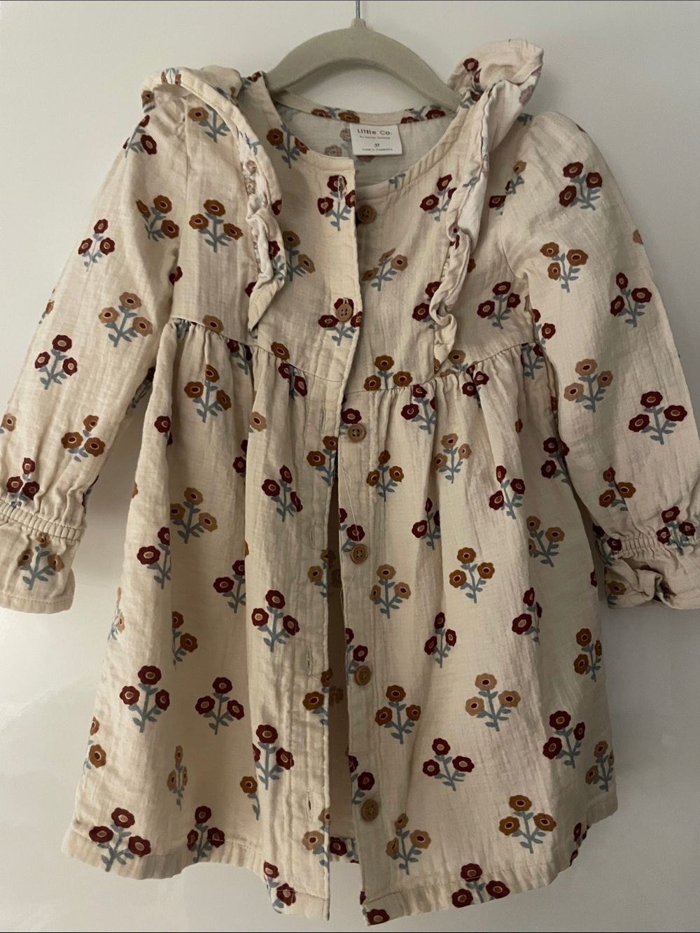 Little Co. Girls' Cream Floral Dress